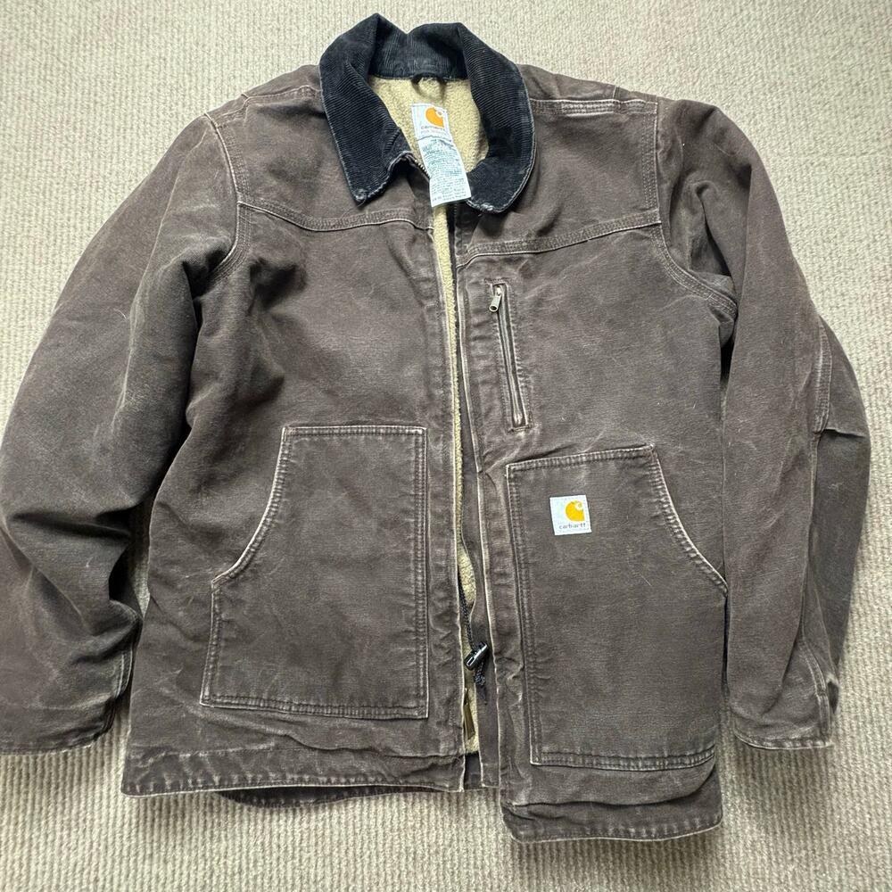 Carhartt Sandstone Ridge Coat dark brown sherpa lined corduroy collar women’s M